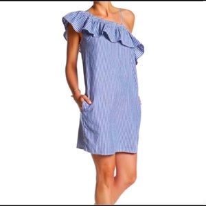 beachlunchlounge Striped One Shoulder Dress XS